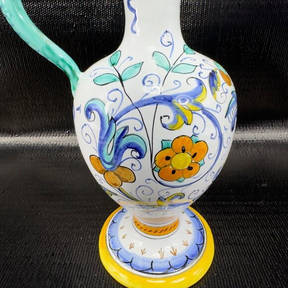 Vintage Hand Made Italian Deruta Pottery Jug Pitcher Decanter Pitcher W Stopper - Picture 7 of 16